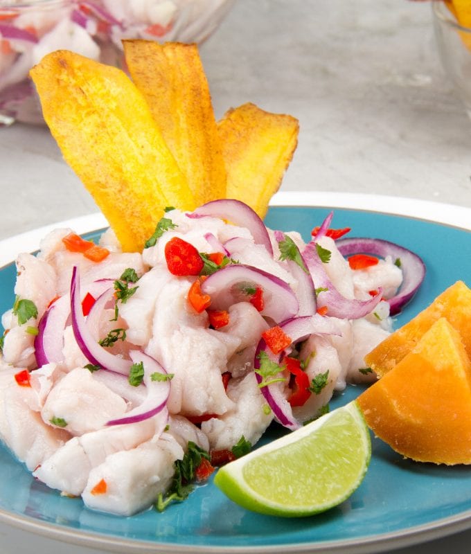 Healthy Peruvian Ceviche With Vegetables And Sweet Potato