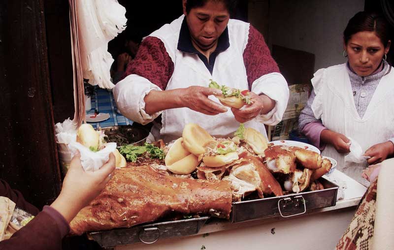 Butifarra Sandwich street seller in Lima