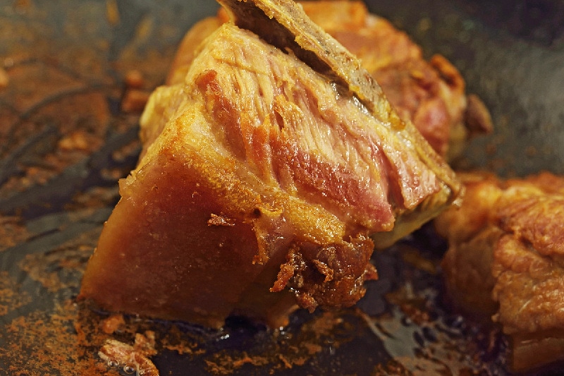 fried pork pieces for pan con chicharron