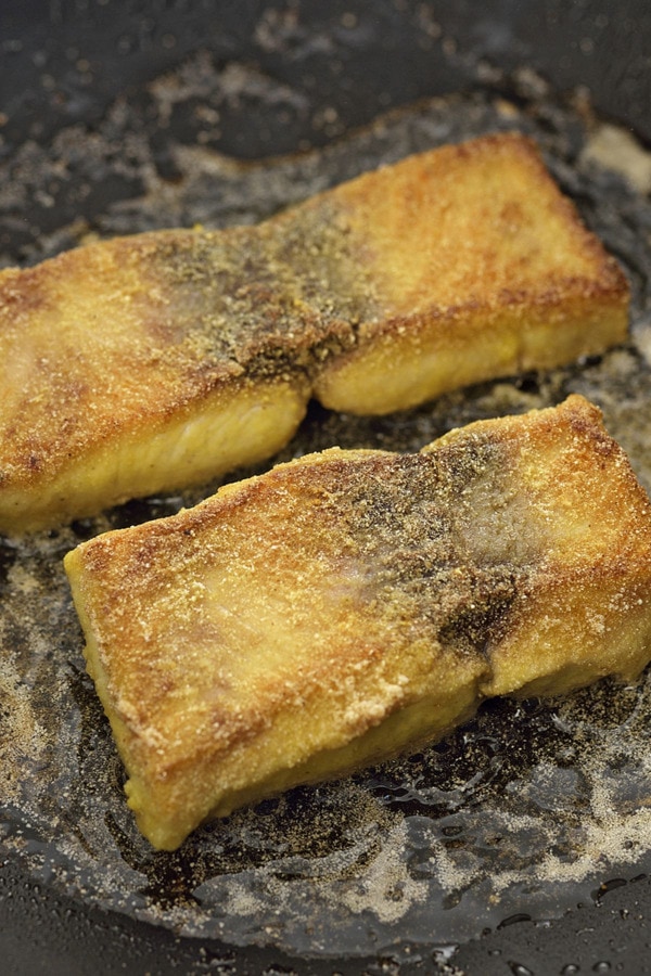 fry the fish fillets over a medium heat until golden