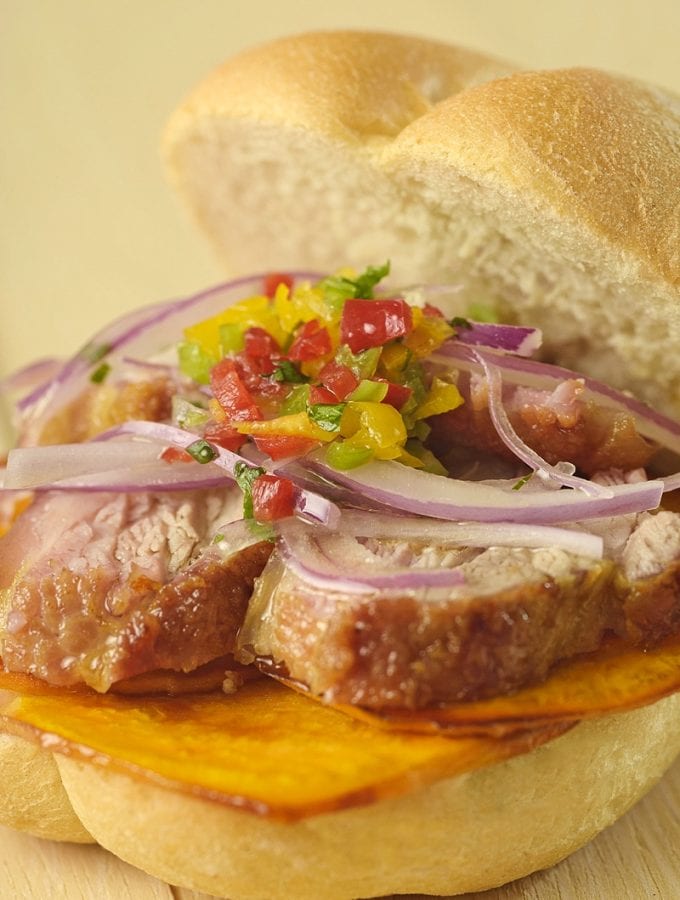 Pan Con Chicharron Peruvian Pork Sandwich 1