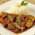 lomo saltado with rice and cilantro recipe