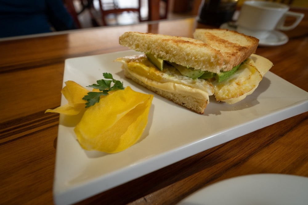 Cafe california Huaraz Peru  Egg Cheese and avocado toastie
