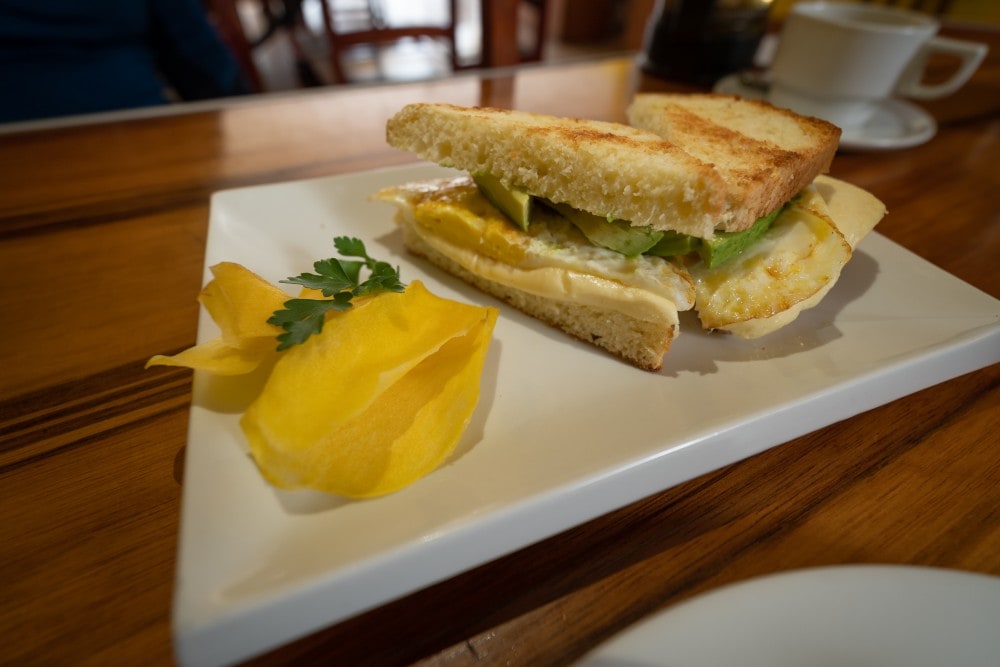 Cafe california Huaraz Peru Egg Cheese and avocado toastie