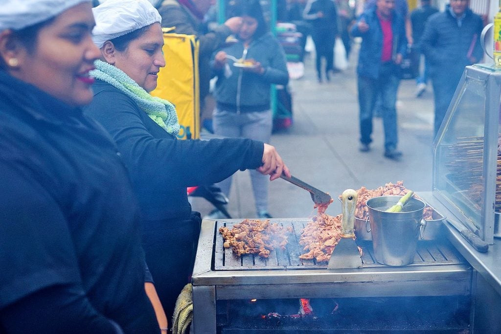 Anticucho street food sellers