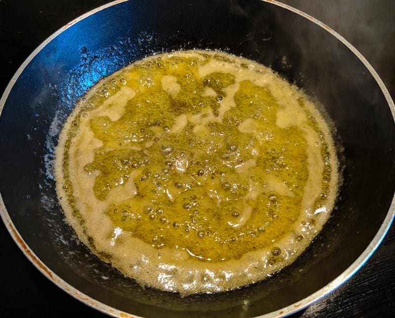 melting butter in pan