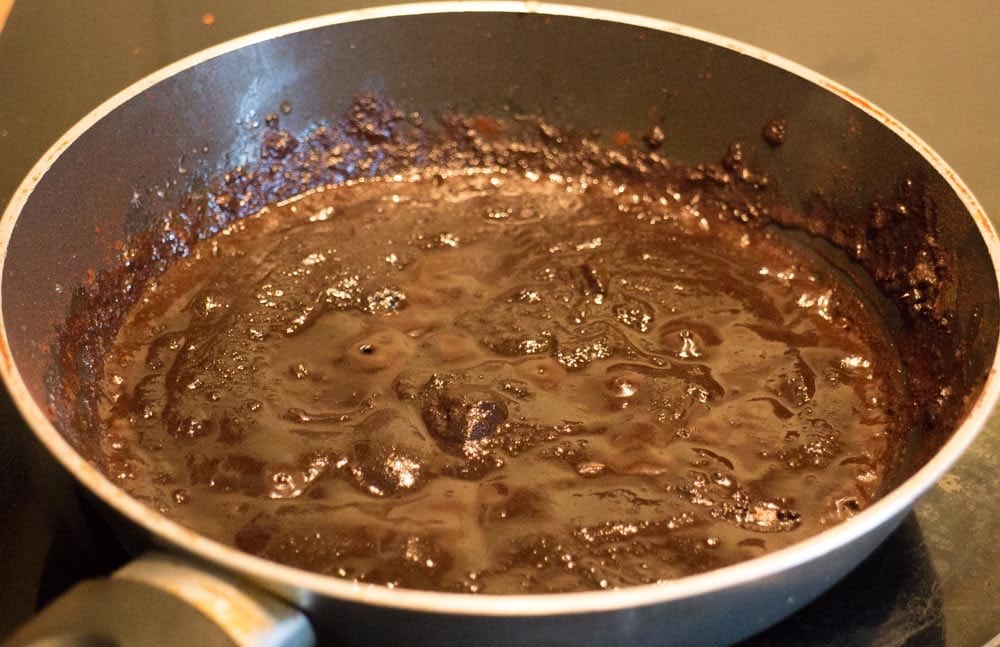 melting chocolate in the pan