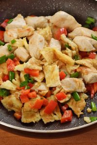 Chicken, Peppers, Spring Onion - Ingredients for Arroz Chaufa