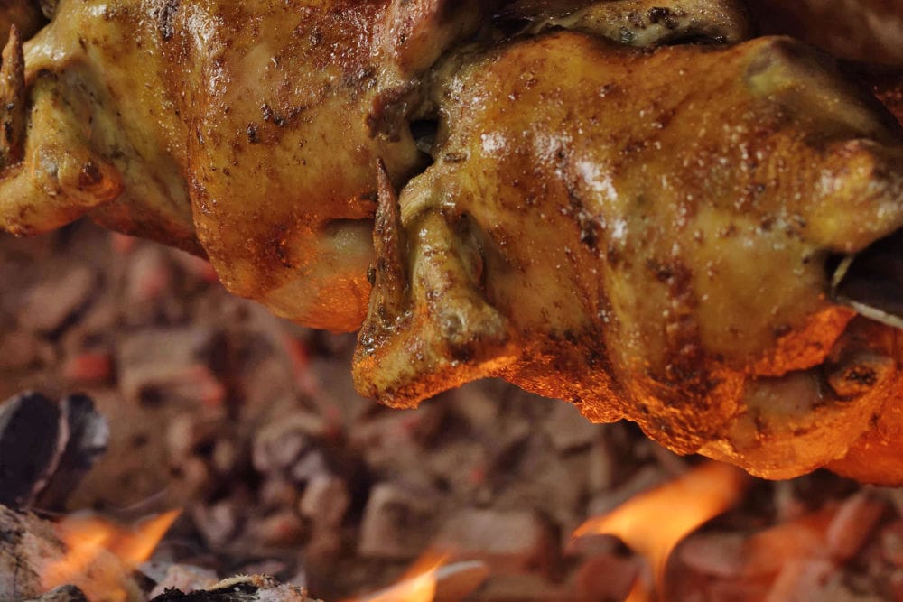 pollo a la brasa chicken roasting the traditional way