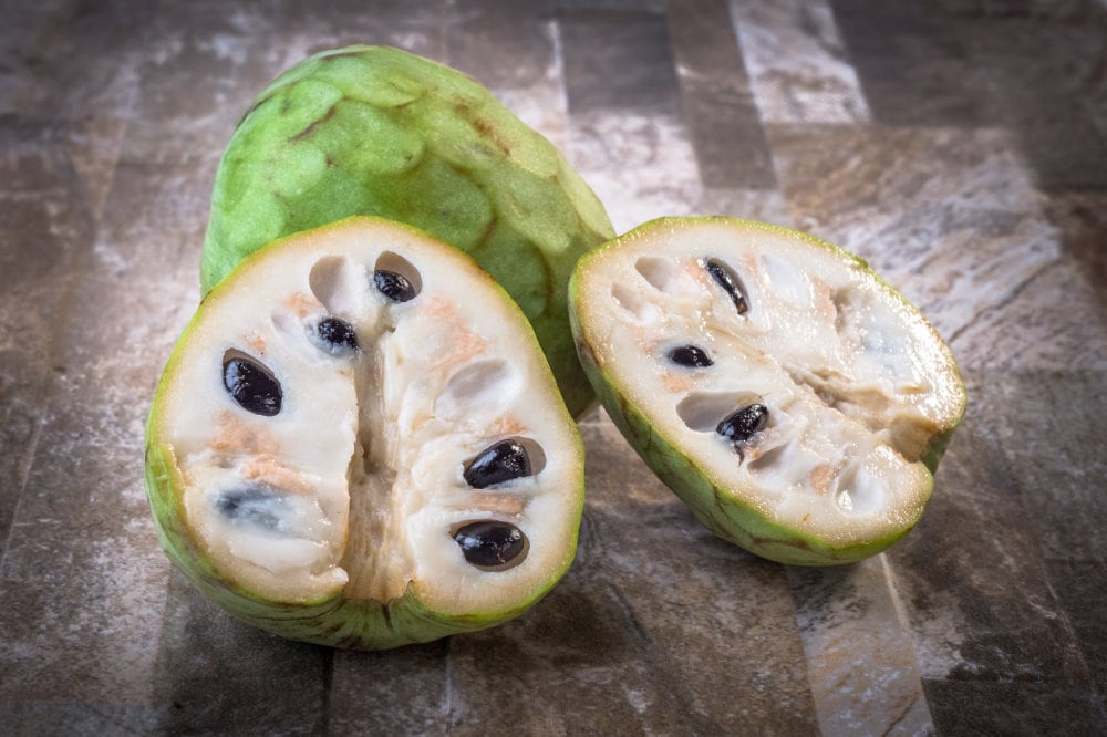 Cherimoyas on stone background