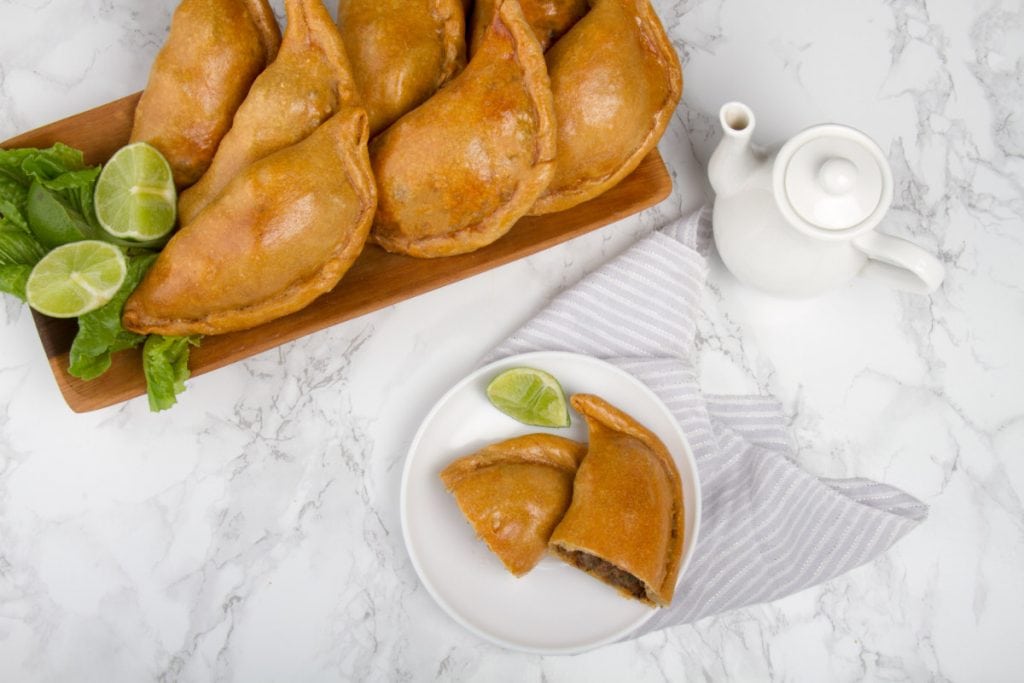 Empanadas on plate overhead photo