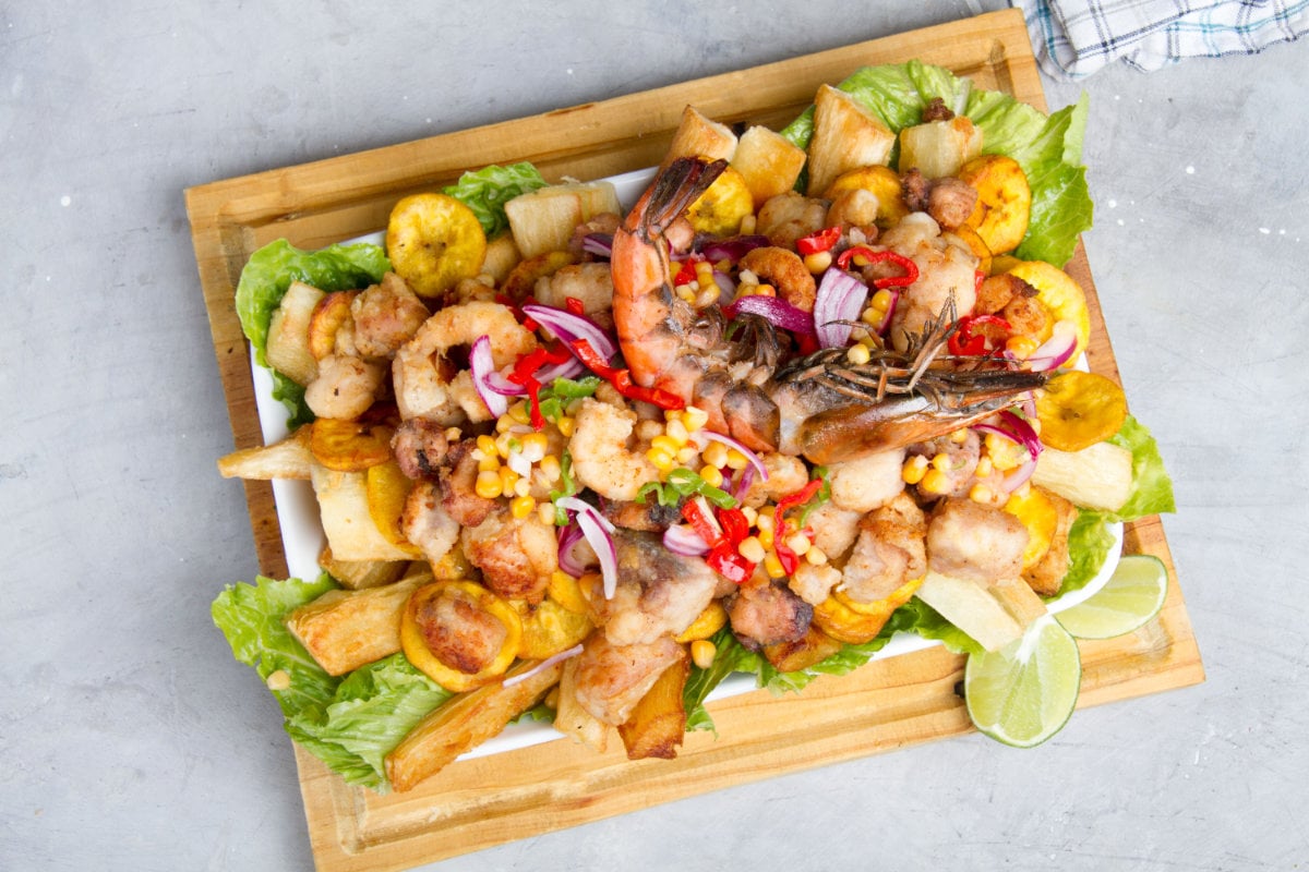 Peruvian jalea fried seafood dish