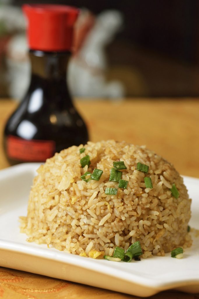 arroz chaufa dish with soy sauce