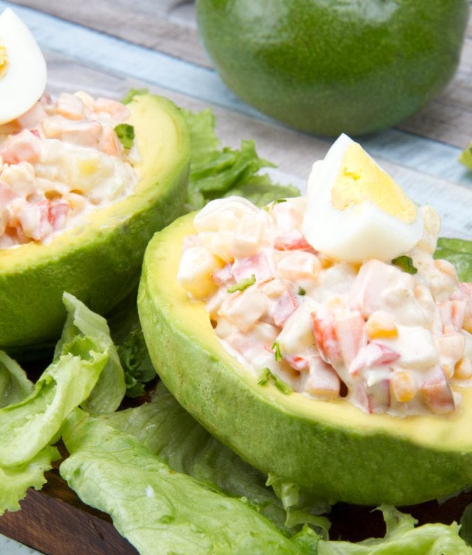 Vegetarian Peruvian palta rellena stuffed avocado recipe