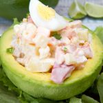 vegetarian stuffed avocado close up photo