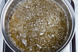 boiling water and sugar for syrup mixture
