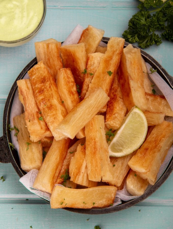 Yucas Fritas Peruvian Recipe With Lime Garnish