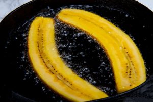 Plantains Frying In Oil