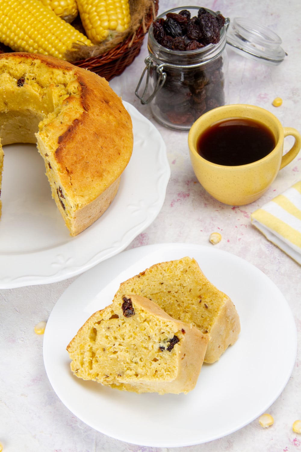 Corn Cake Slices With Hot Drink