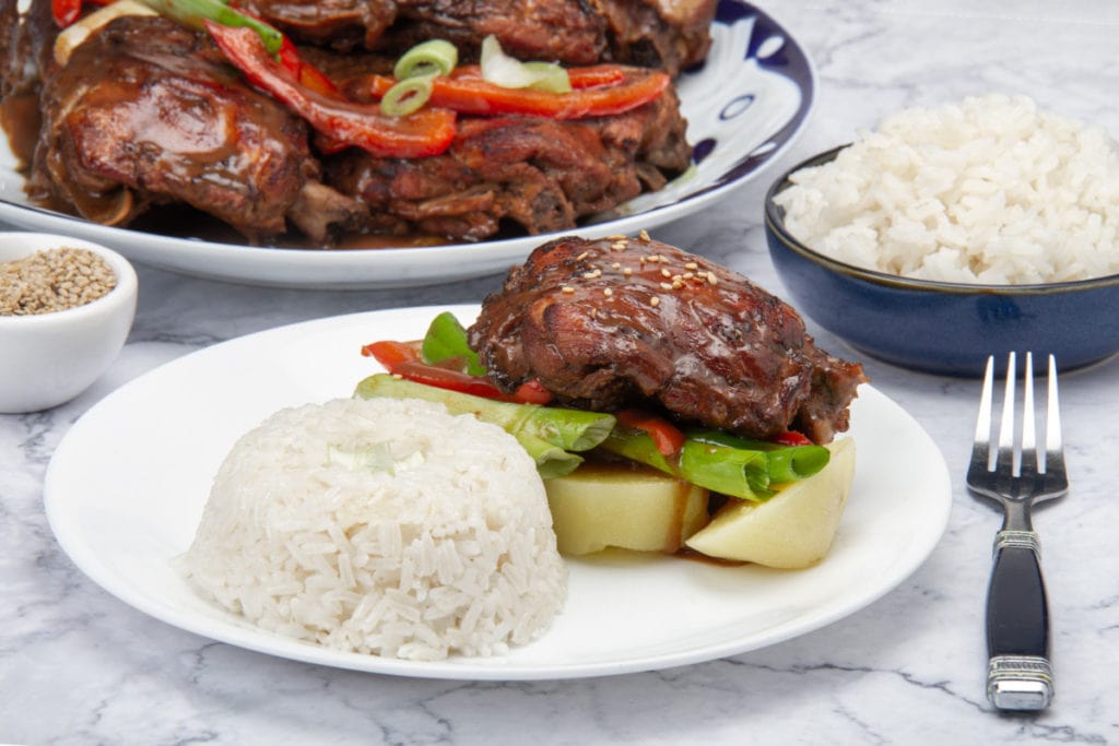 chinese peruvian influenced pollo al sillao with rice
