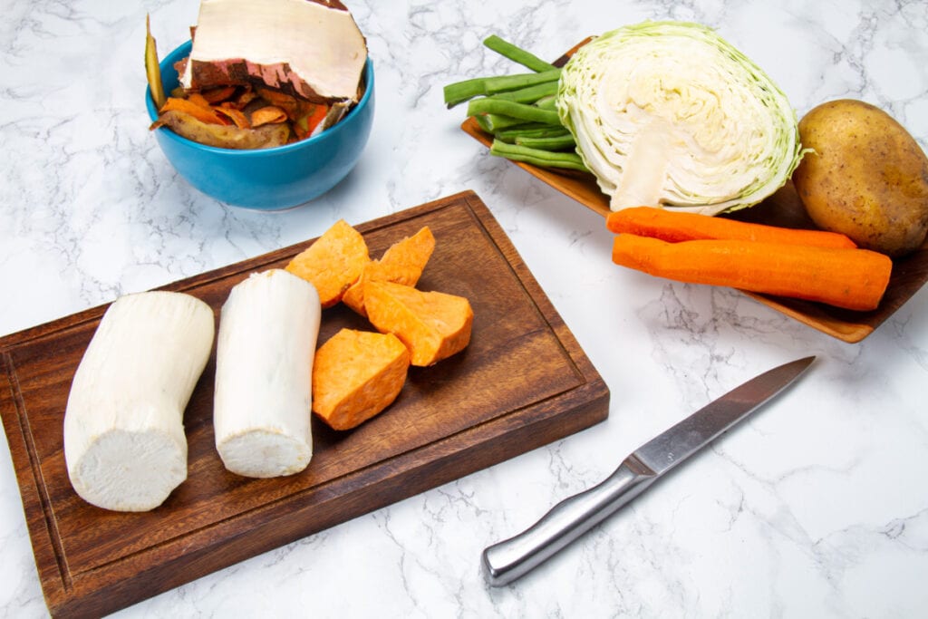 Step 3 Peel Potatoes Cabbage Sweet Potato Beans