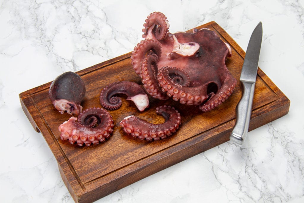 step 7 chop octopus pulpo flesh
