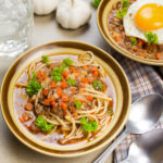 bowl of peruvian beef and noodle soup