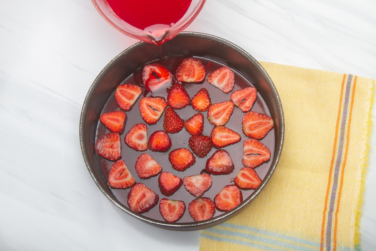 step 8 place strawberry slices in mold