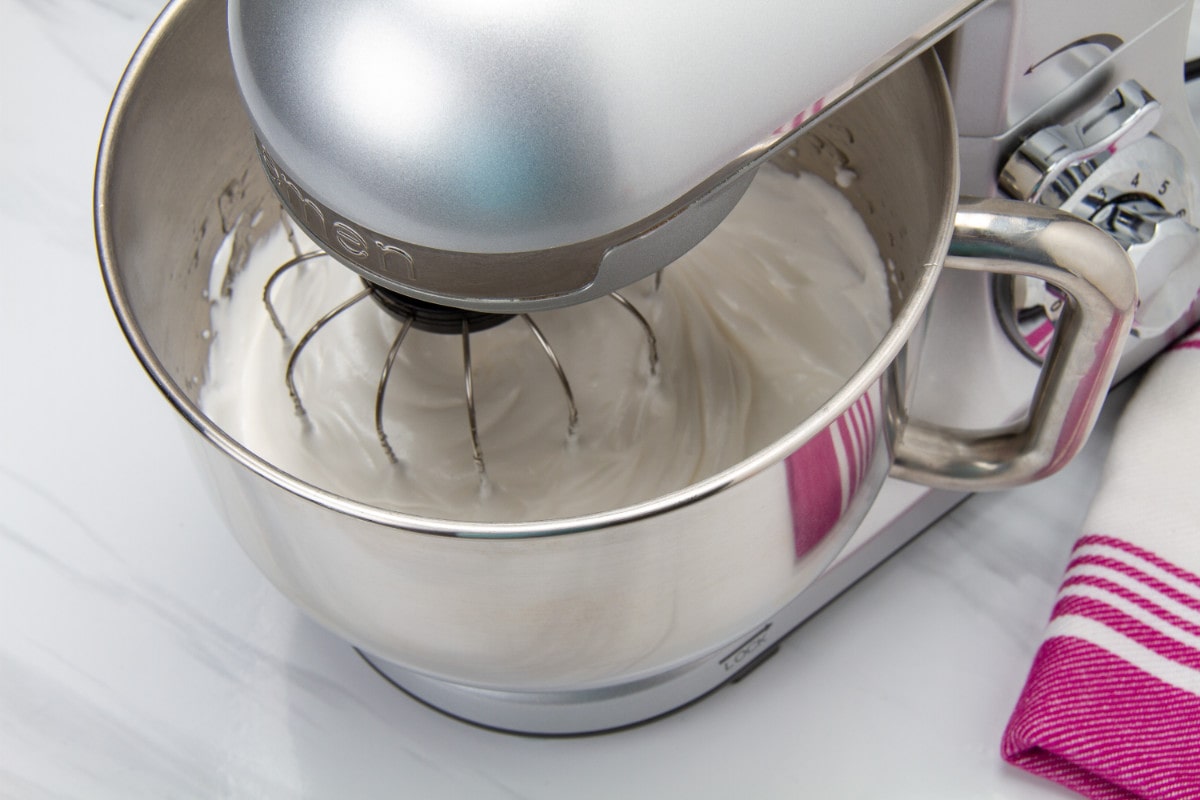 blend ingredients in electric mixer