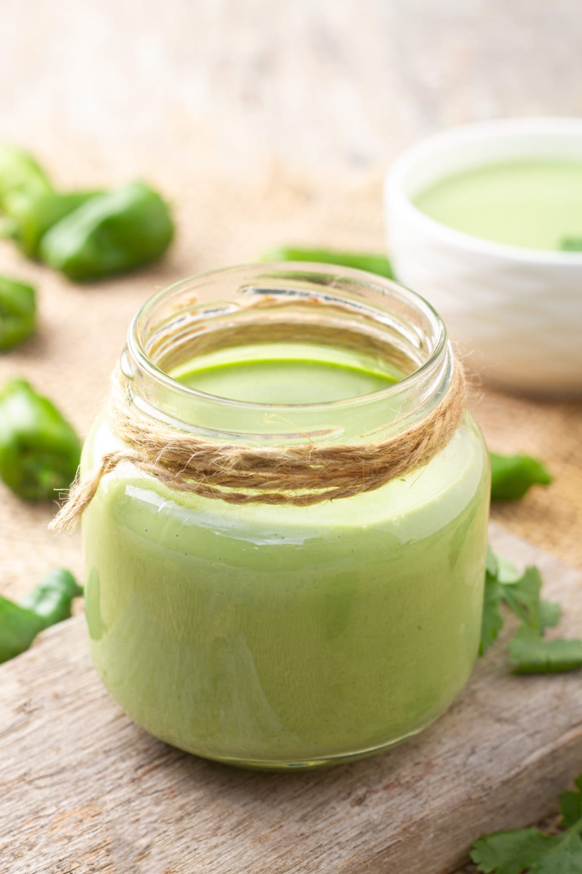 peruvian aji verde sauce in jar