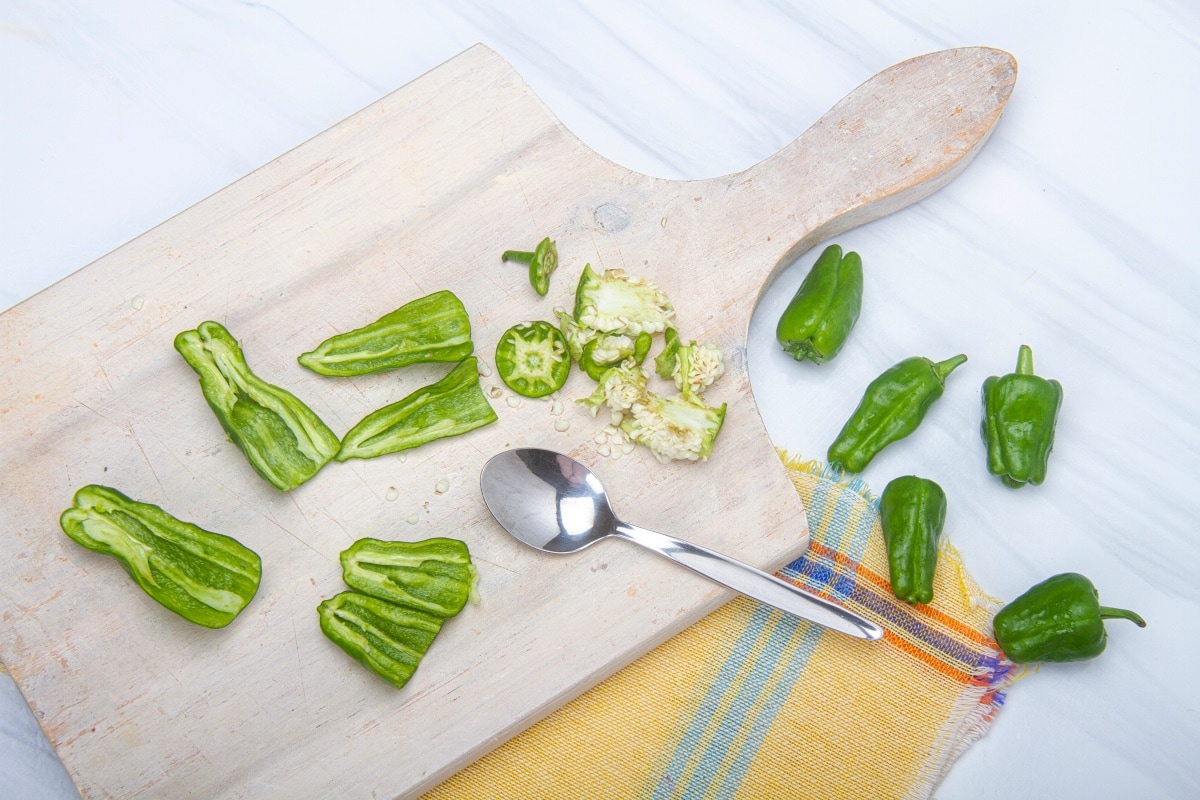 step 1 cut and washed green peppers