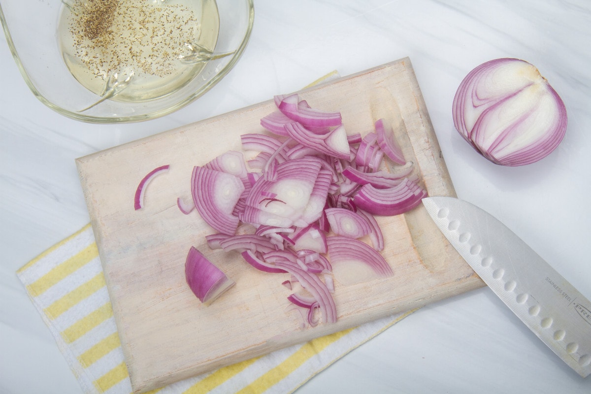 step 2 finely slice red onion