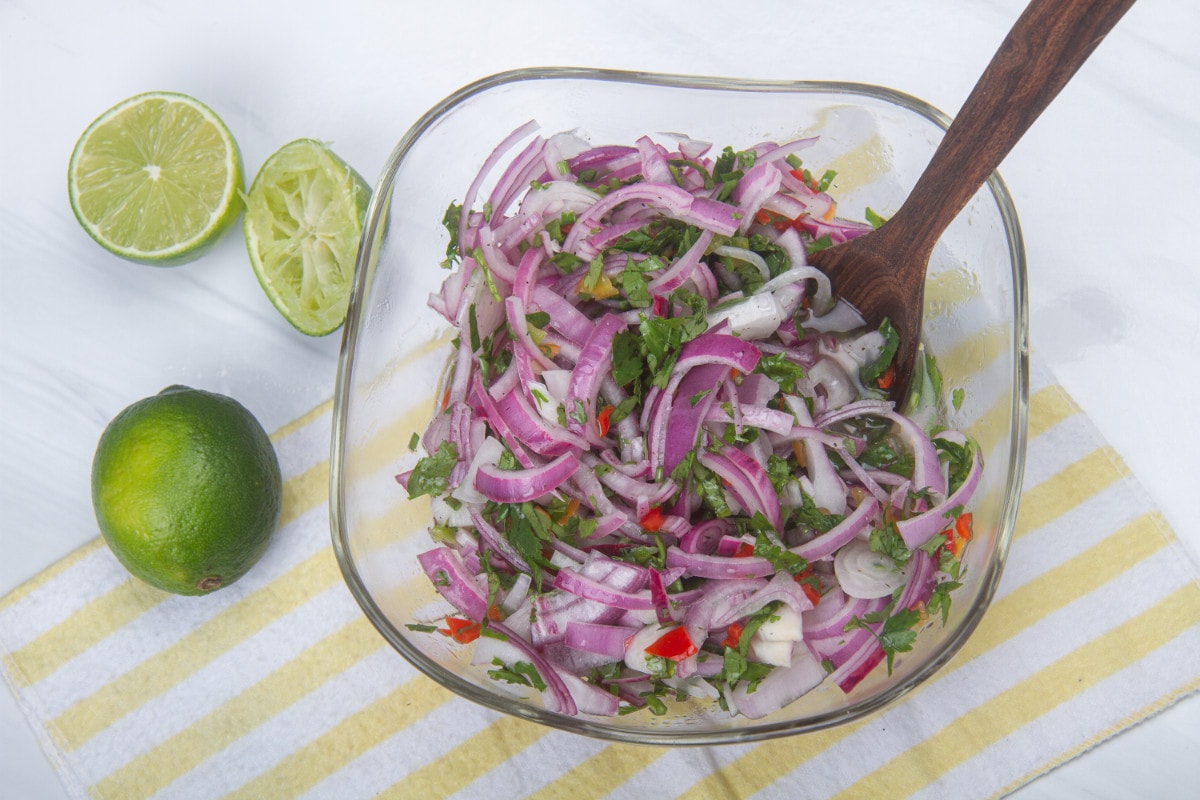 Salsa Criolla Recipe - Lime Pickled Red Onions - The Delicious Life