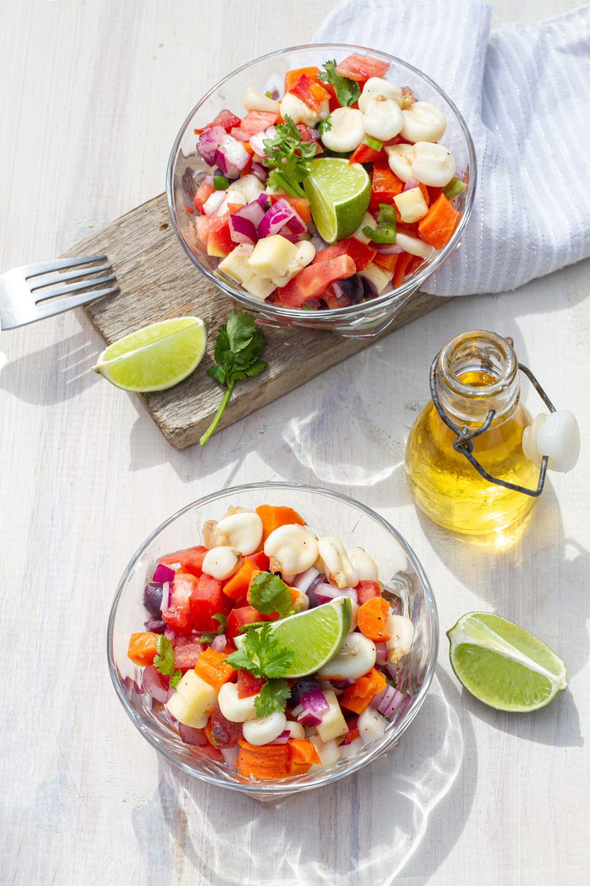 peruvian corn cheese tomato salad bowls