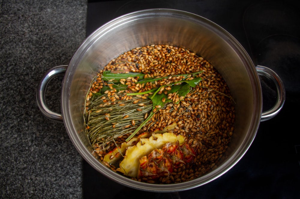step 1 add barley and other ingredients to pot