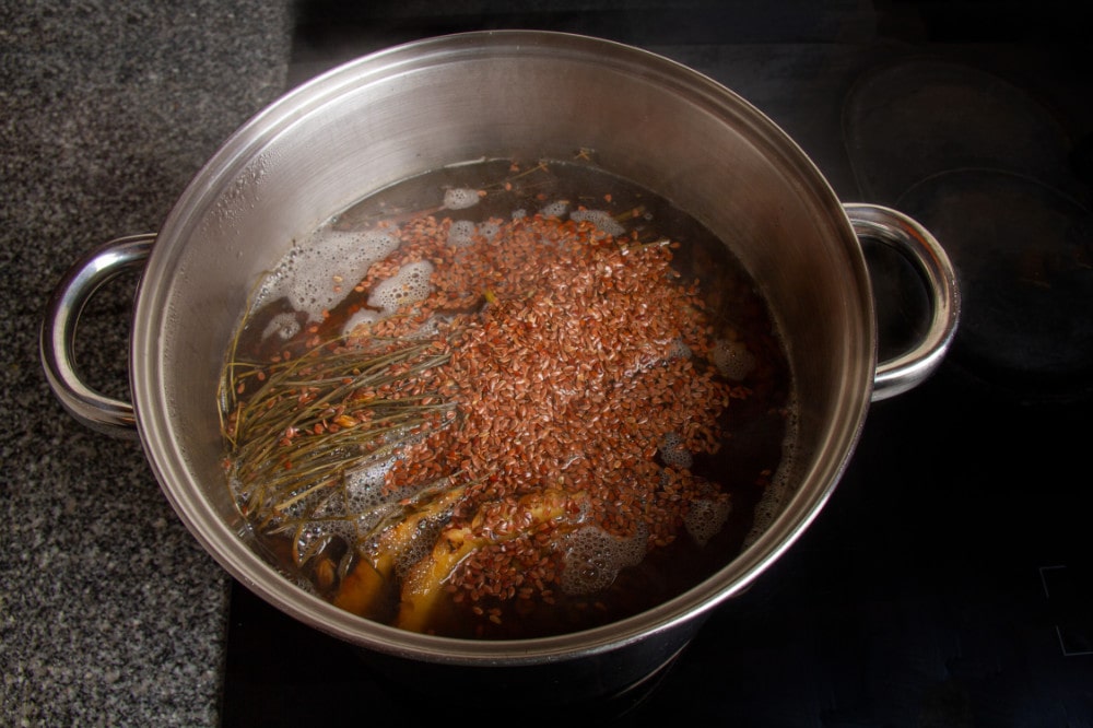 step 2 add flaxseed and lime juice to emoliente mix