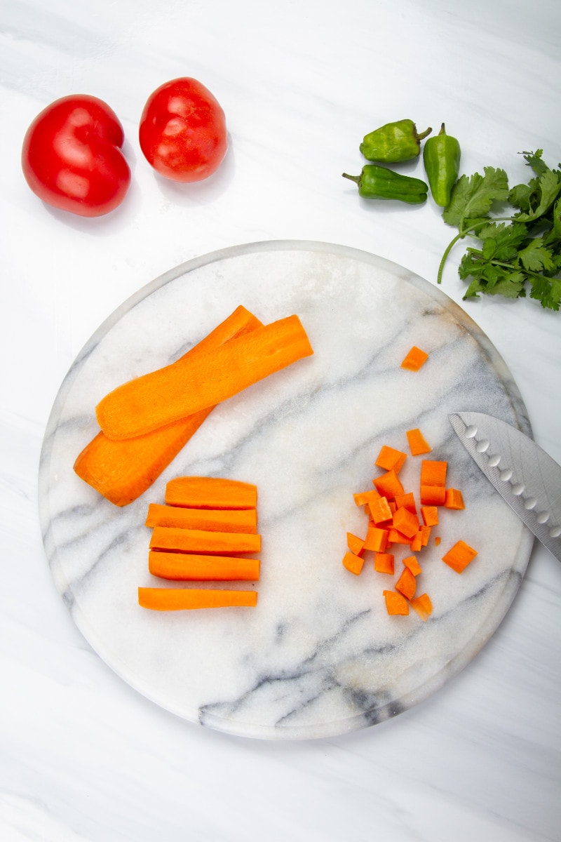 step 2 chop carrot vegetables to bowl