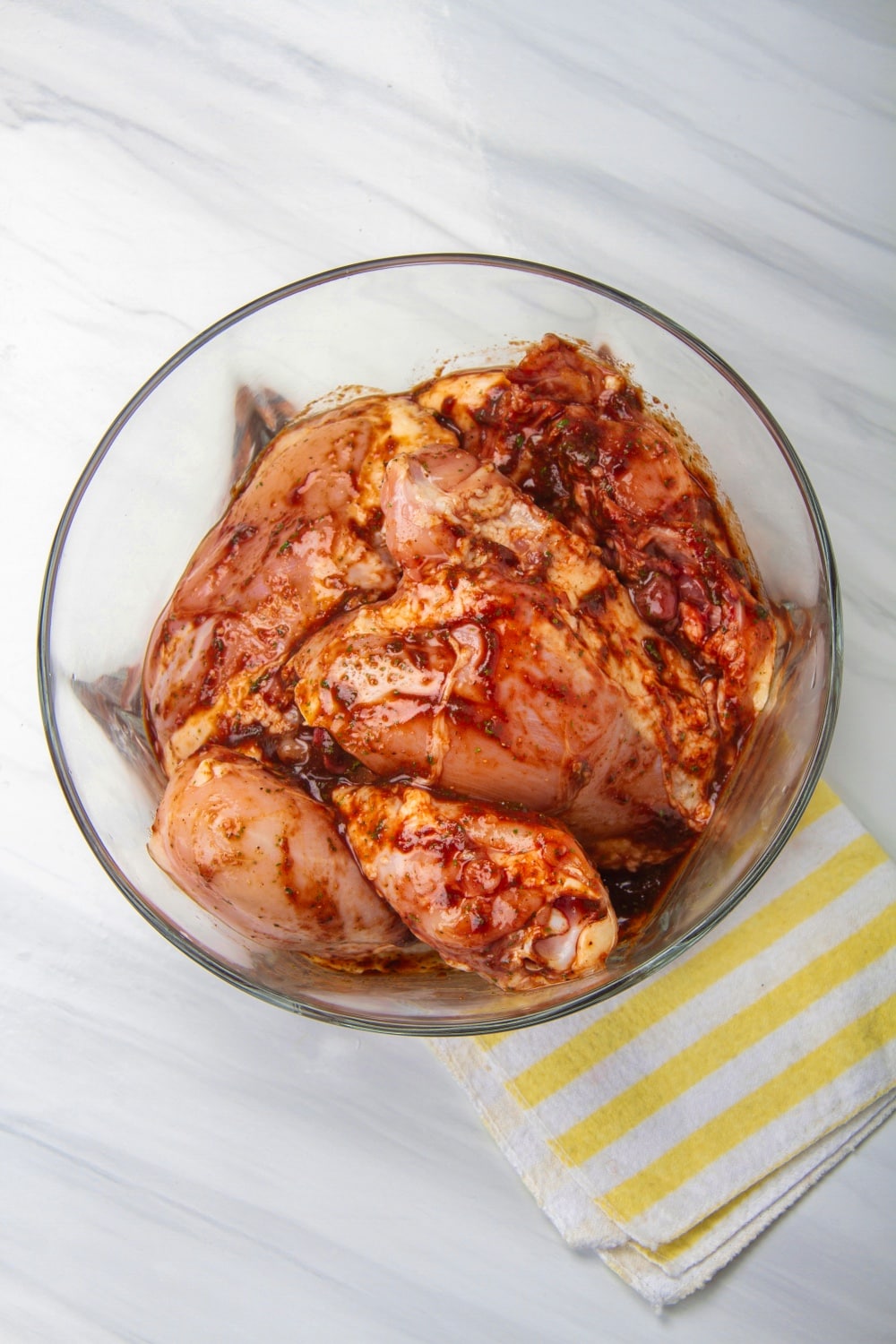 step 4 add spicy aji amarillo sauce to skinless thighs