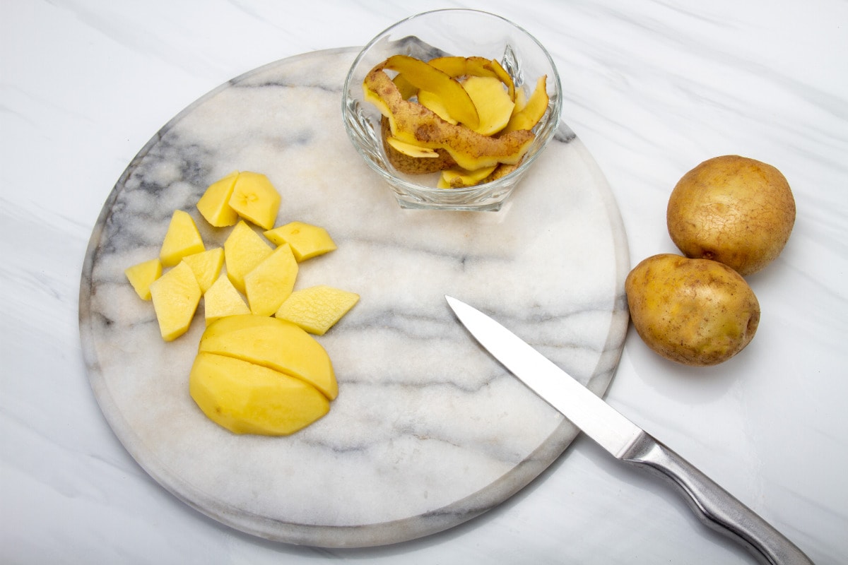 step 2 cut yellow potatoes into cubes