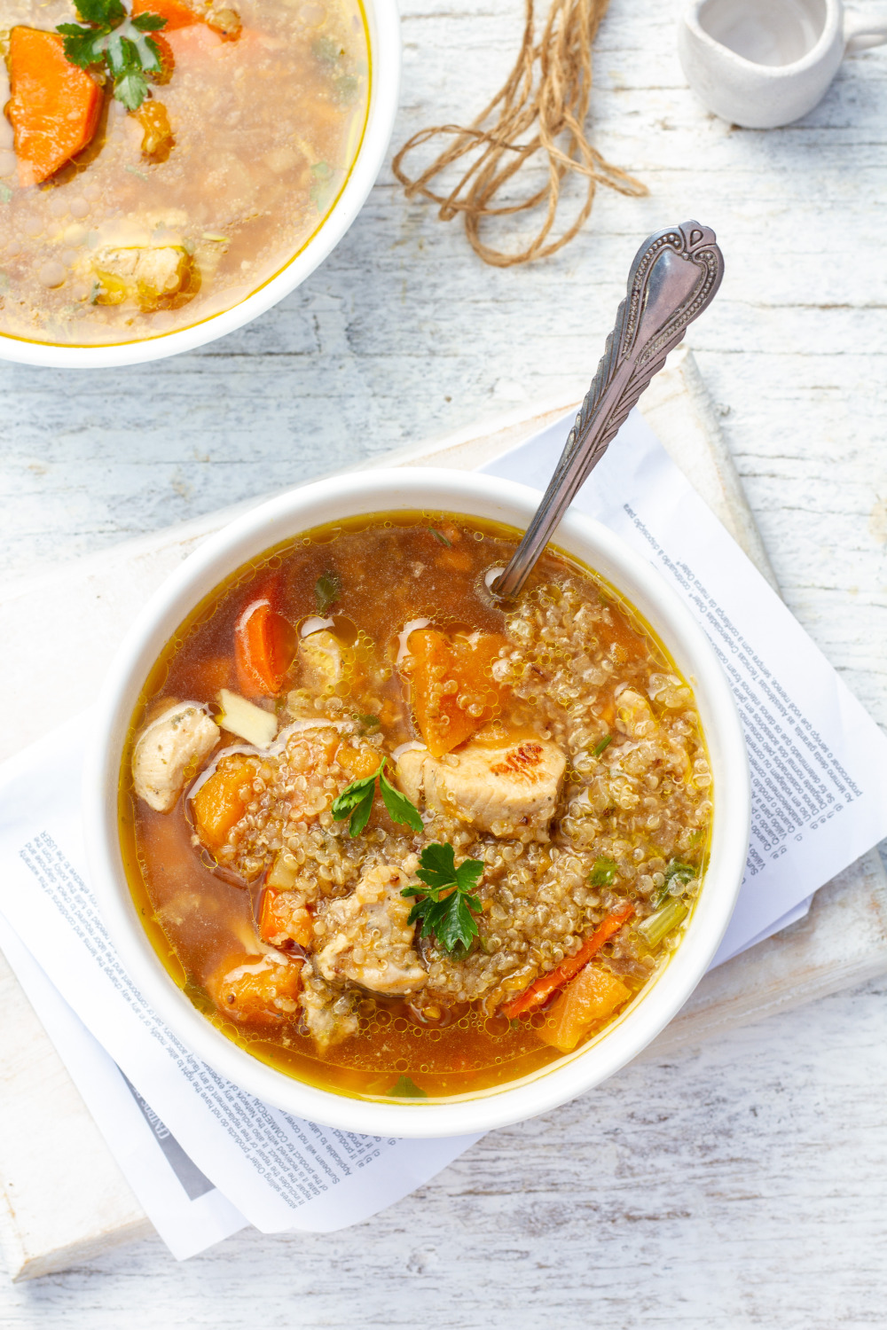 chicken quinoa soup bowl