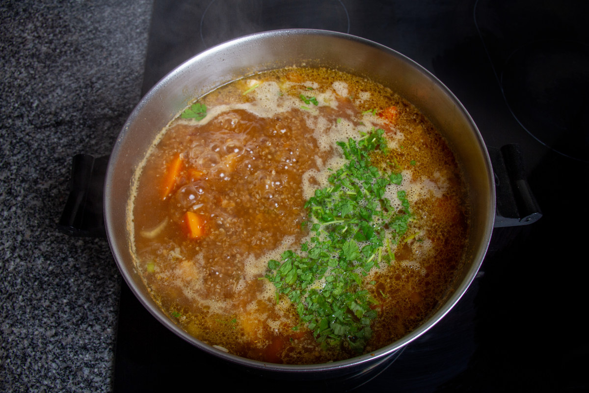 step 9 add chicken broth