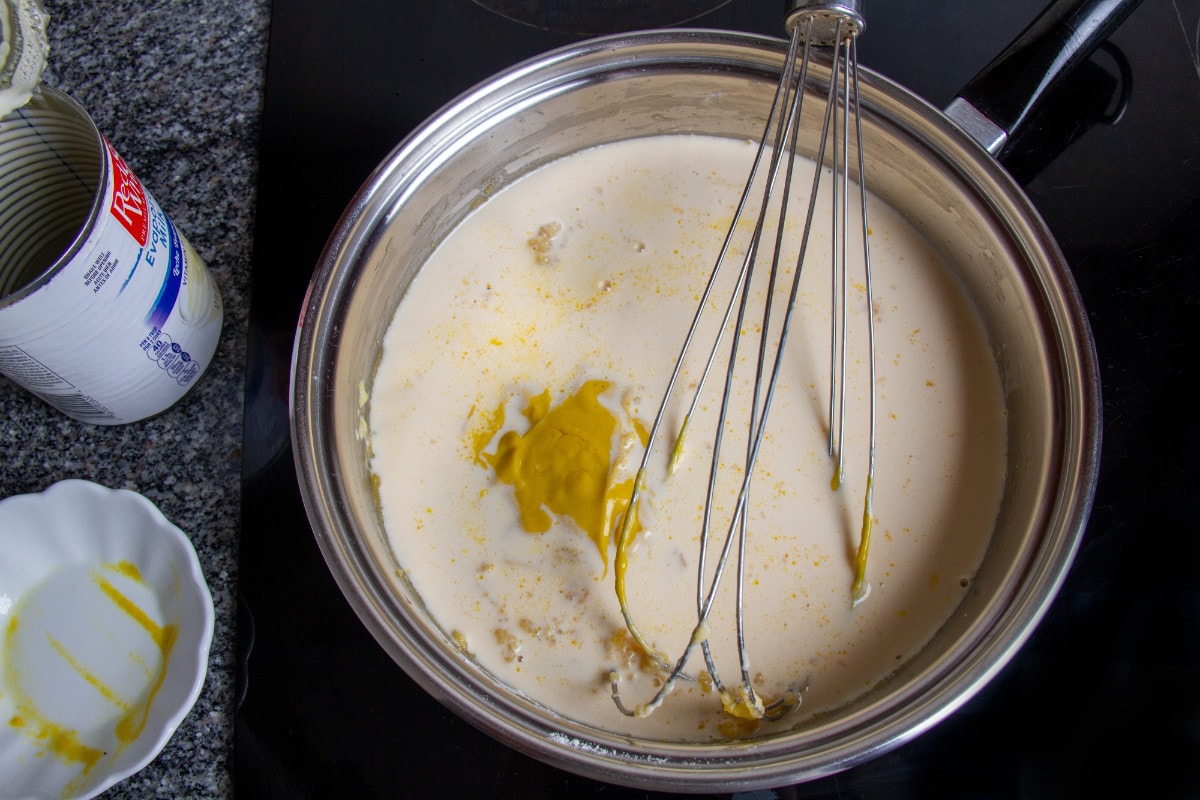 step 7 stir in evaporated milk ginger and mustard