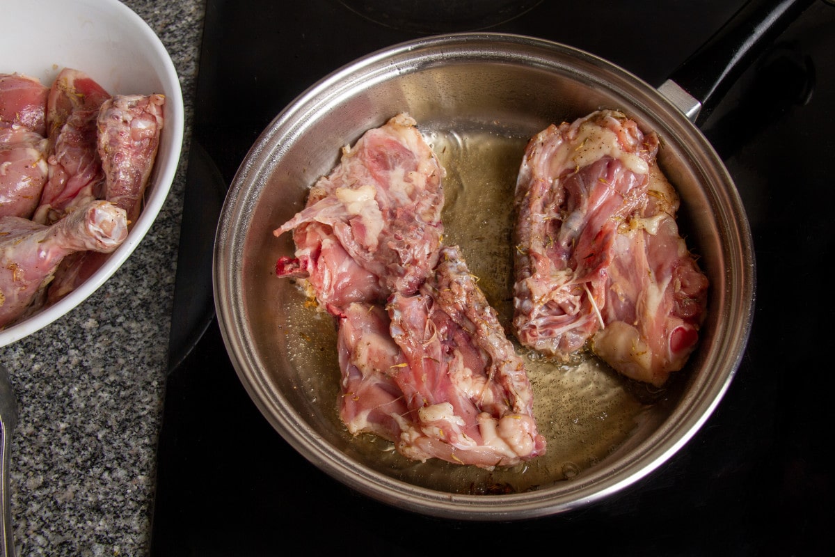 step 9 fry chicken on both sides