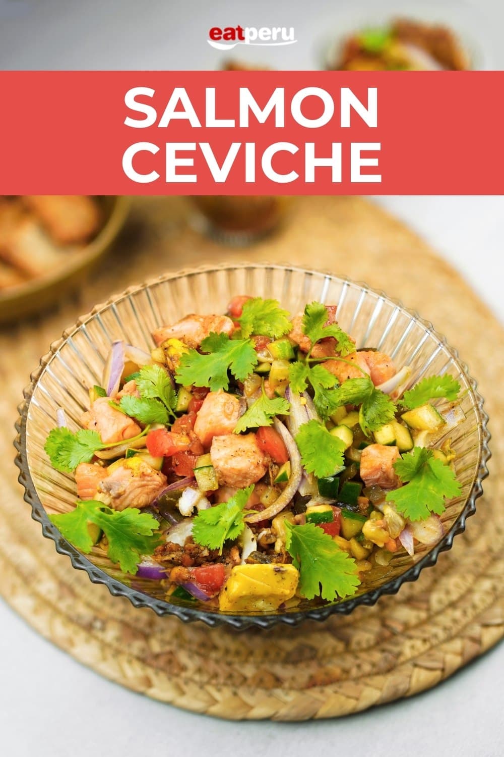 Bowl of ceviche made with salmon fish