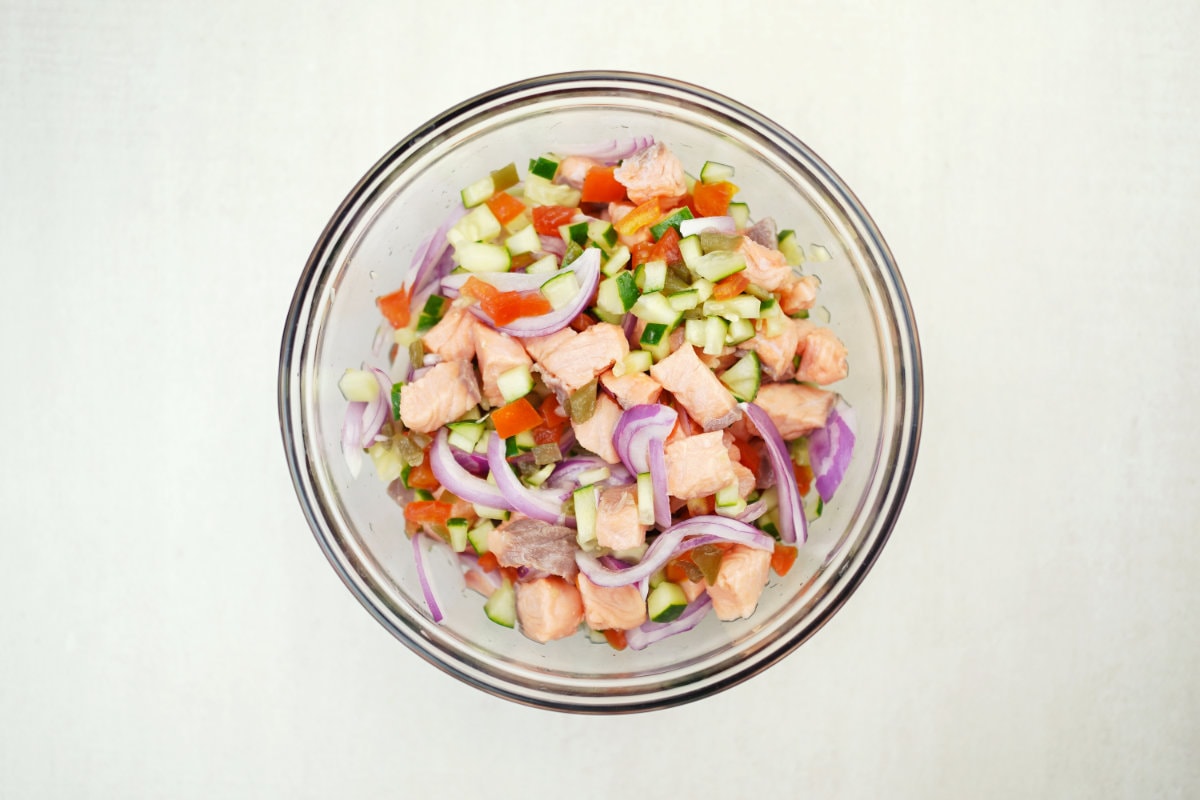 step 4 strain salmon add to bowl