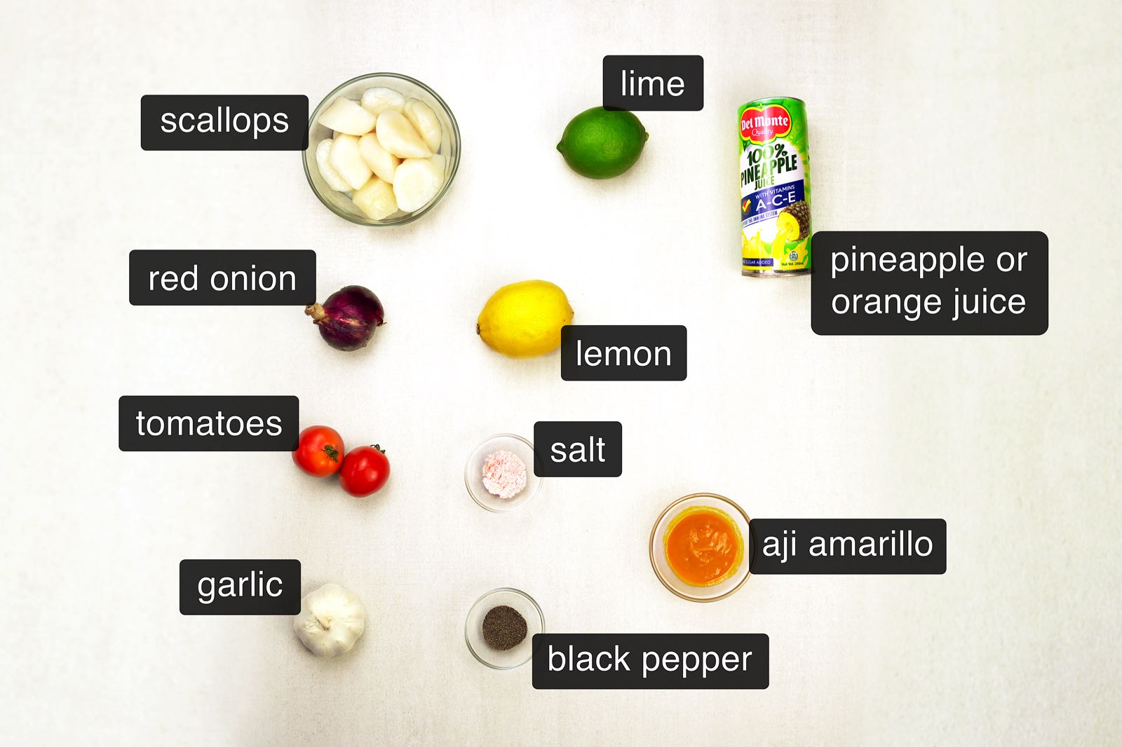 ingredients ceviche de vieiras