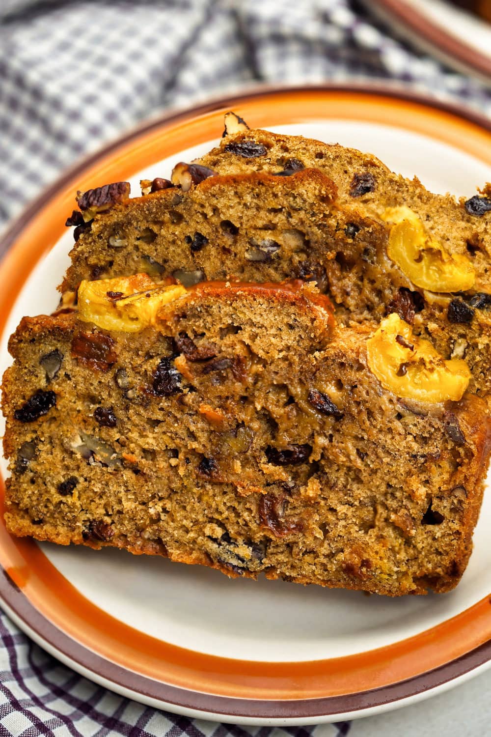 Slices of Peruvian banana bread (platano)